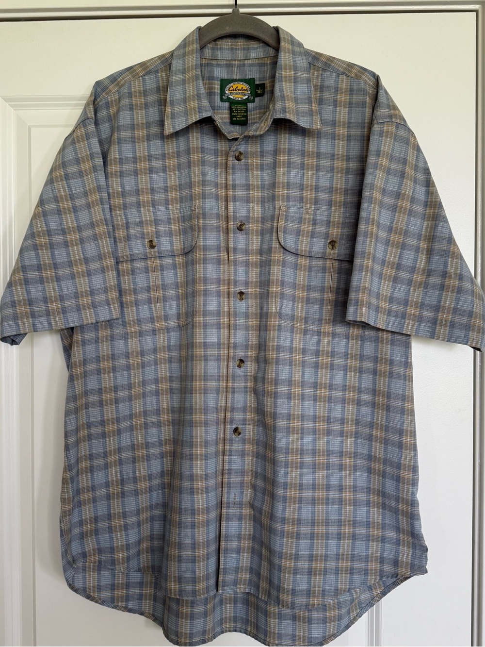 Cabela's Men's Short-Sleeve Plaid Button-Down Shirt - Blue & Tan